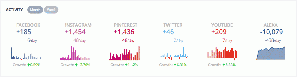 The Blog Village - Social Stats Dashboard - Activity